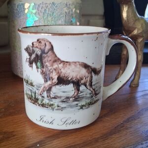Rustic Irish Setter Dog Illustration Mug - Speckled Brown Trim Stoneware